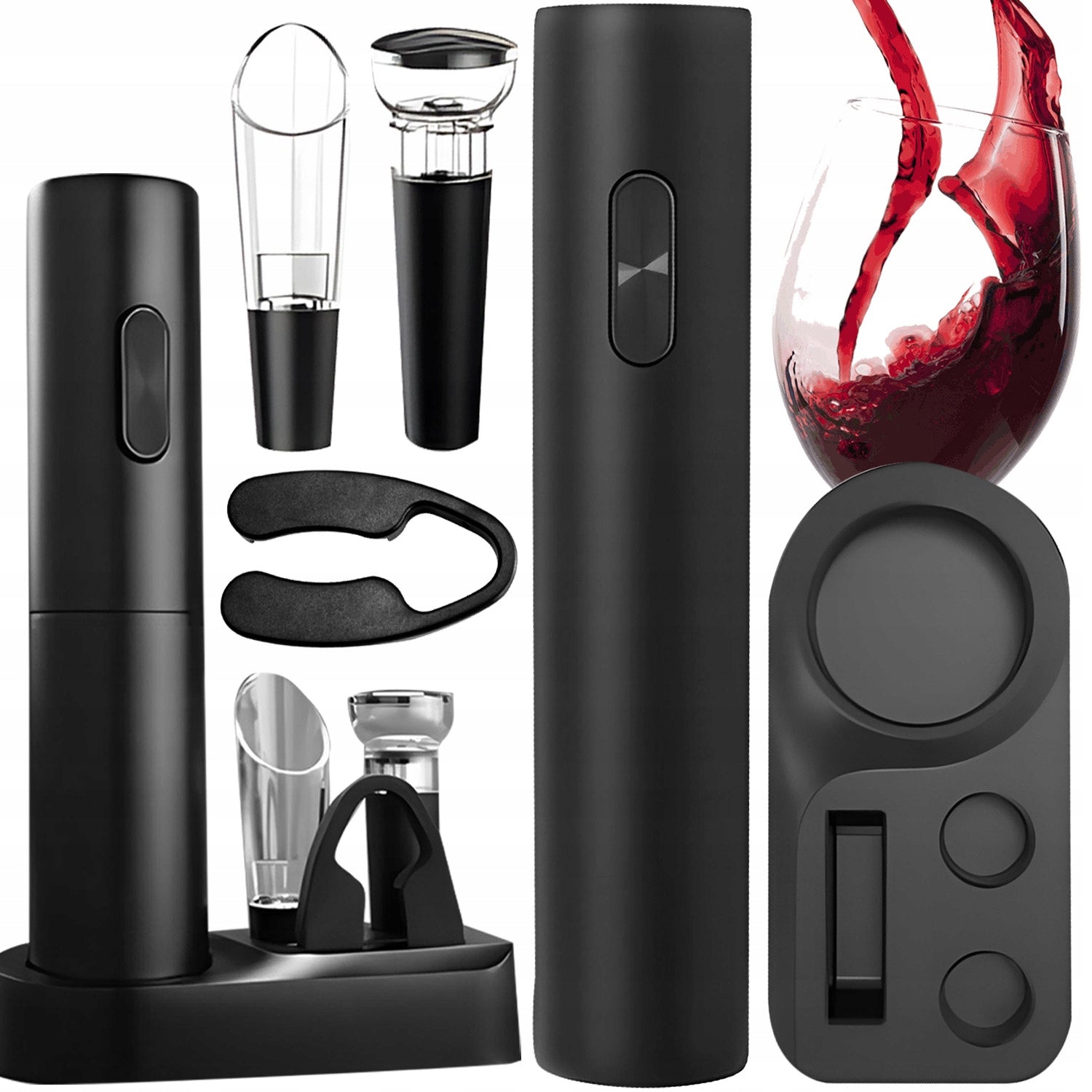 SET OF 5IN1 ELECTRIC WINE CORKSCREW POURER VACUUM STOPPER