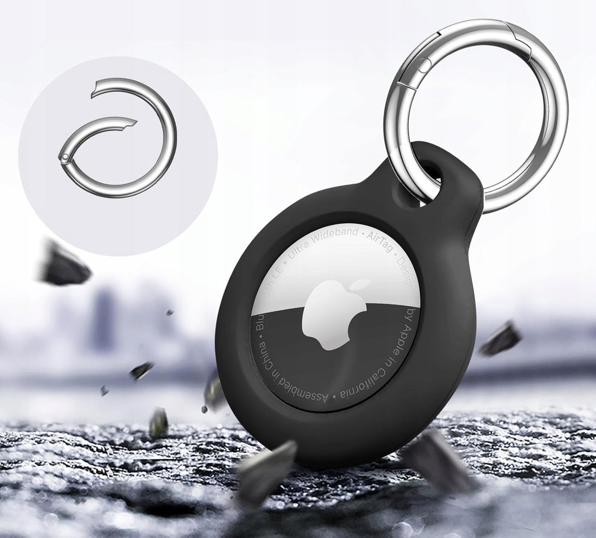 SET OF 5X APPLE AIRTAG CASE REINFORCED FOR KEY CHAIN LOCATOR - BLACK Manufacturer code Etui brelok 5x