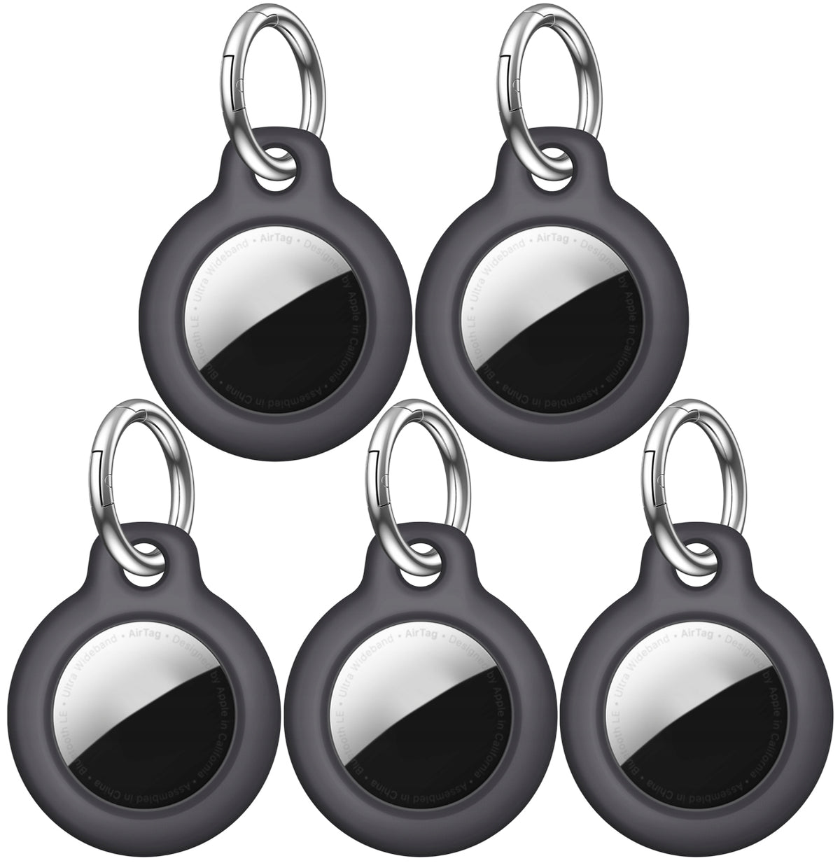 SET OF 5X APPLE AIRTAG CASE REINFORCED FOR KEY CHAIN LOCATOR - BLACK