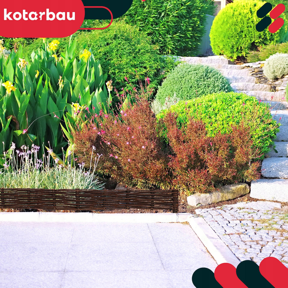 SET OF 5X GARDEN PALISADE WICKER EDGING FENCE HAMMERED FENCE 100X10 CM Manufacturer Kotarbau
