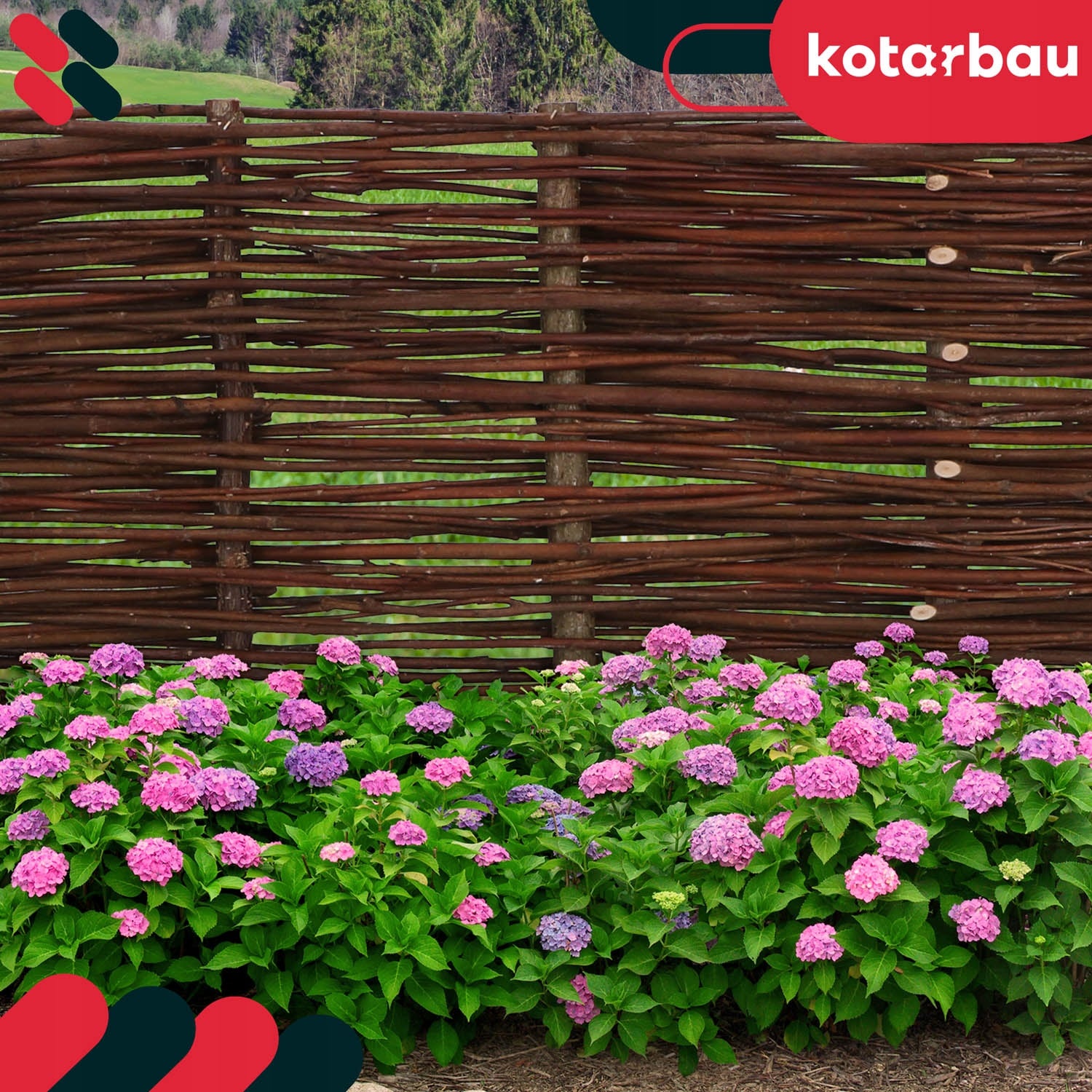 SET OF 5X GARDEN PALISADE WICKER EDGING FENCE HAMMERED FENCE 100X30CM Length 100 cm