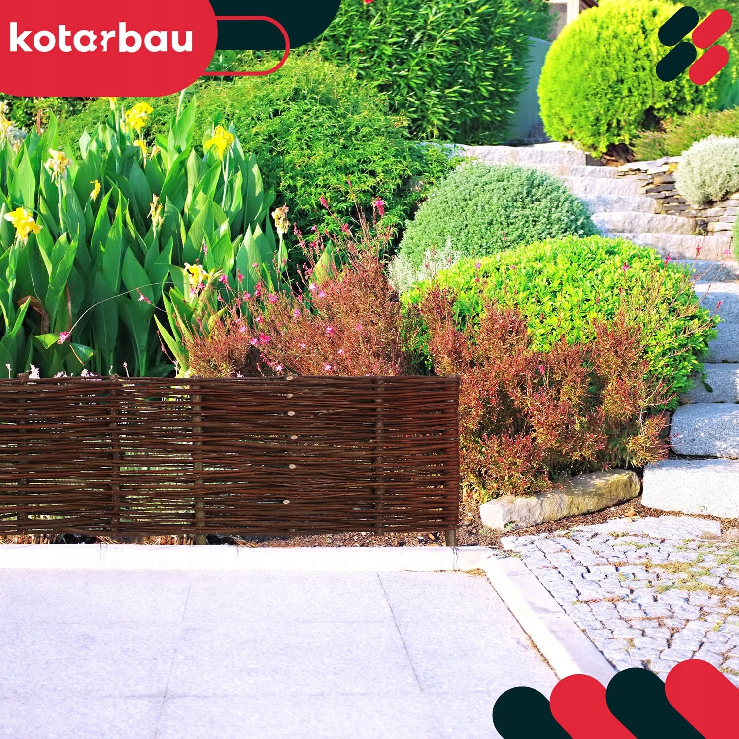 SET OF 5X GARDEN PALISADE WICKER EDGING FENCE HAMMERED FENCE 100X30CM Manufacturer Kotarbau