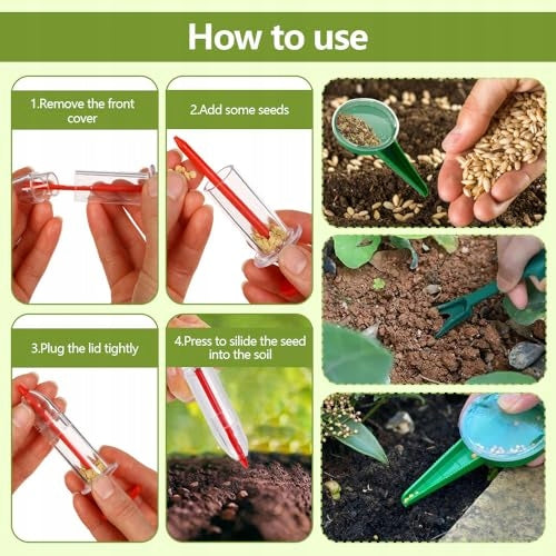 SET OF 6 SEED DISPENSERS 10 X 3 CM SEED DISPENSER FOR SOWING SET Series B0DZ668LZQ