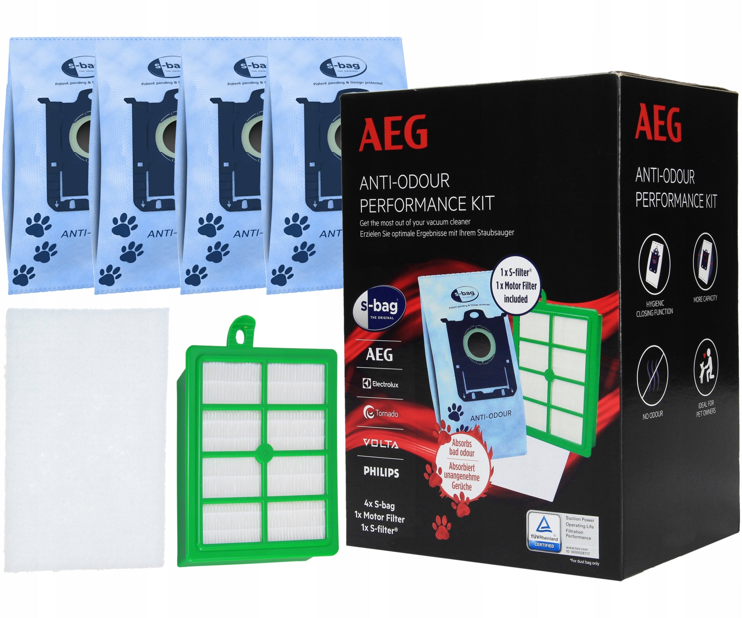SET OF BAGS 4PCS S-BAG HEPA FILTER FOR VACUUM CLEANERS ELECTROLUX AEG PHILIPS