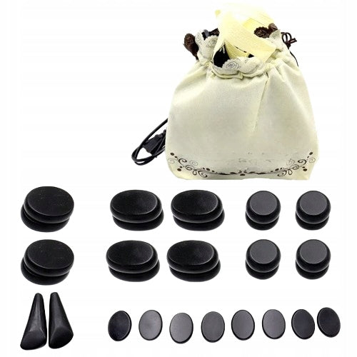 SET OF BASALT STONES, HOT STONES, HEATING BAG, MASSAGE
