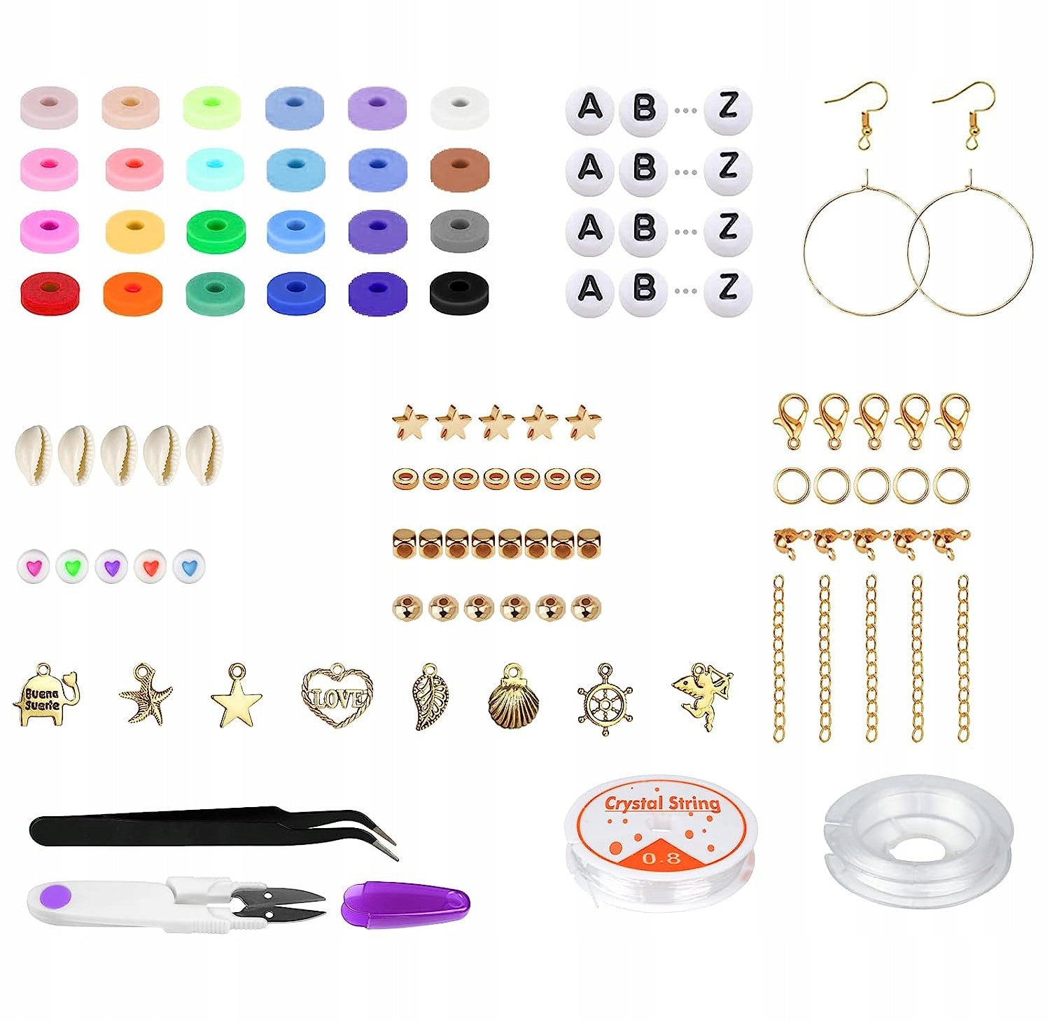 SET OF BEADS FOR MAKING BRACELETS JEWELRY BEADS LETTERS 6000 EL Manufacturer code KORALIKI PŁASKIE DO ROBIENIA BIŻUTERII