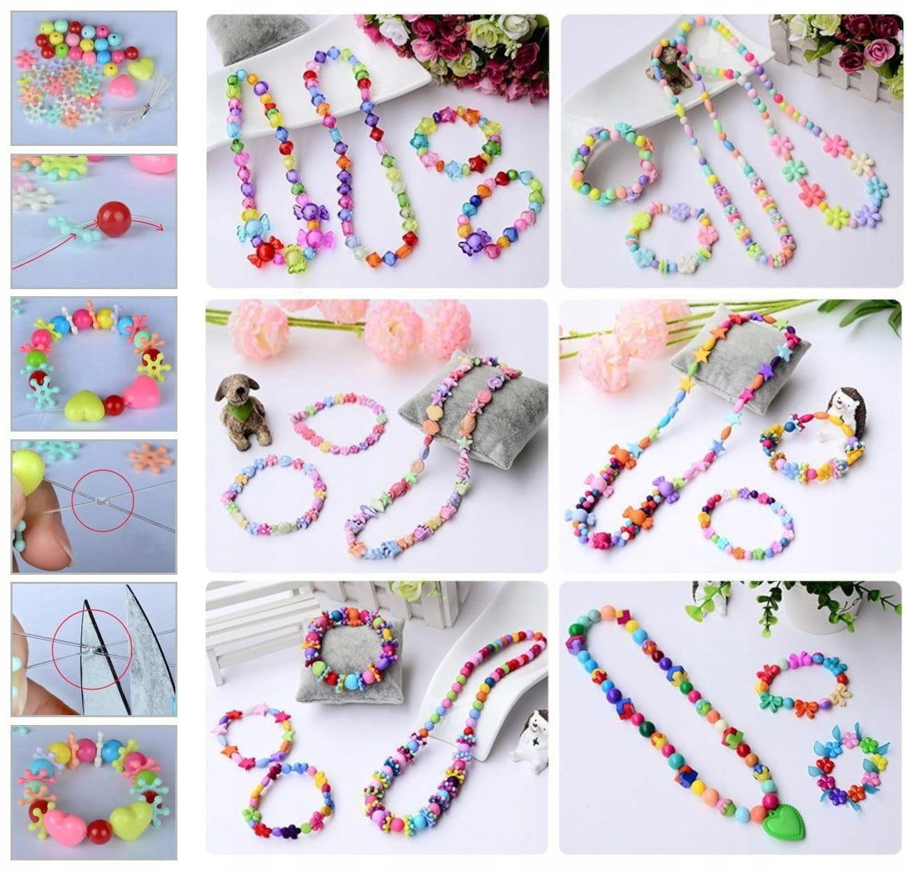 SET OF BEADS FOR MAKING BRACELETS NECKLACES BEADS DIY GIFT Packaging status original