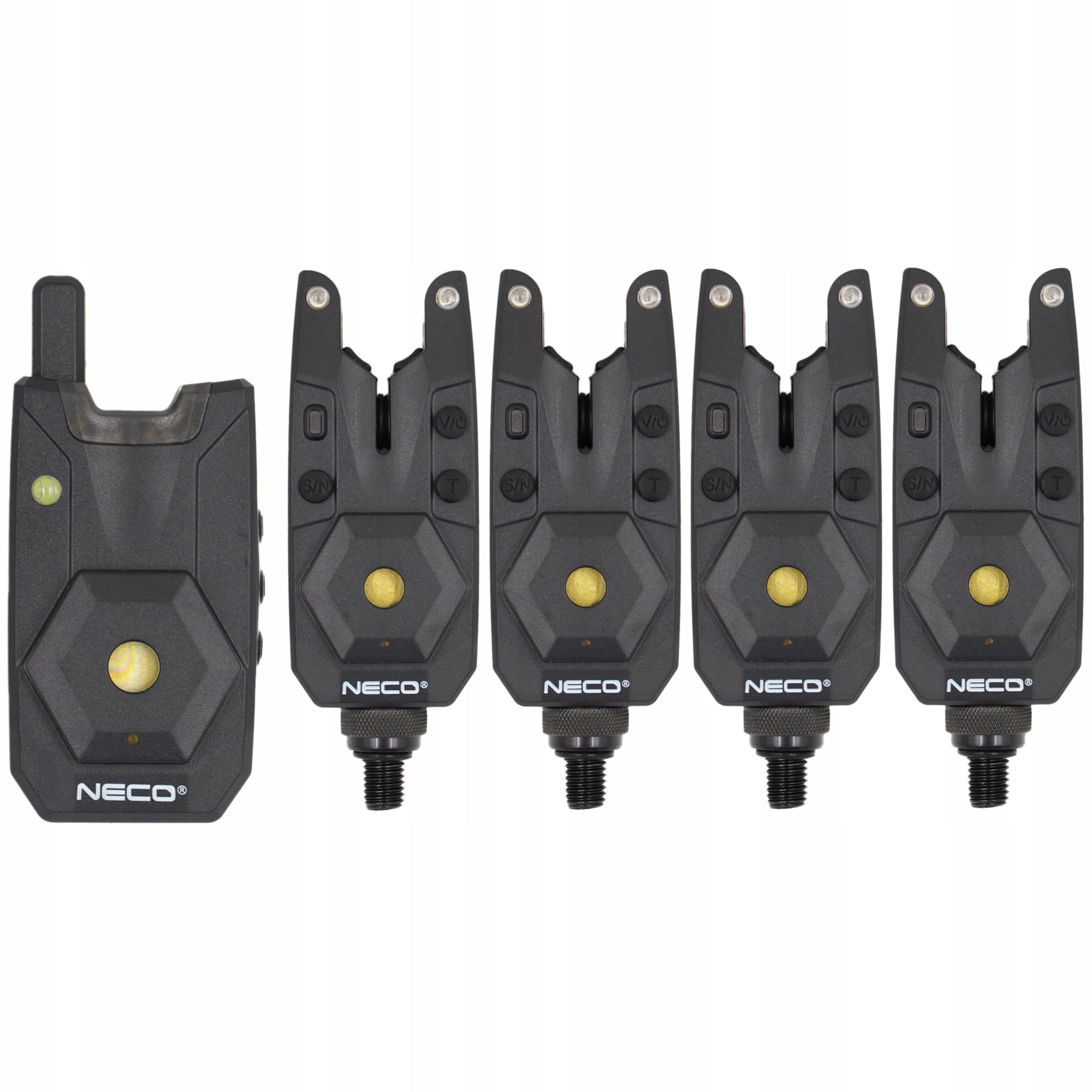 SET OF BITE ALARMS + CONTROL PANEL neco 4+1 BASE-X + batteries + SUITCASE Packaging status original