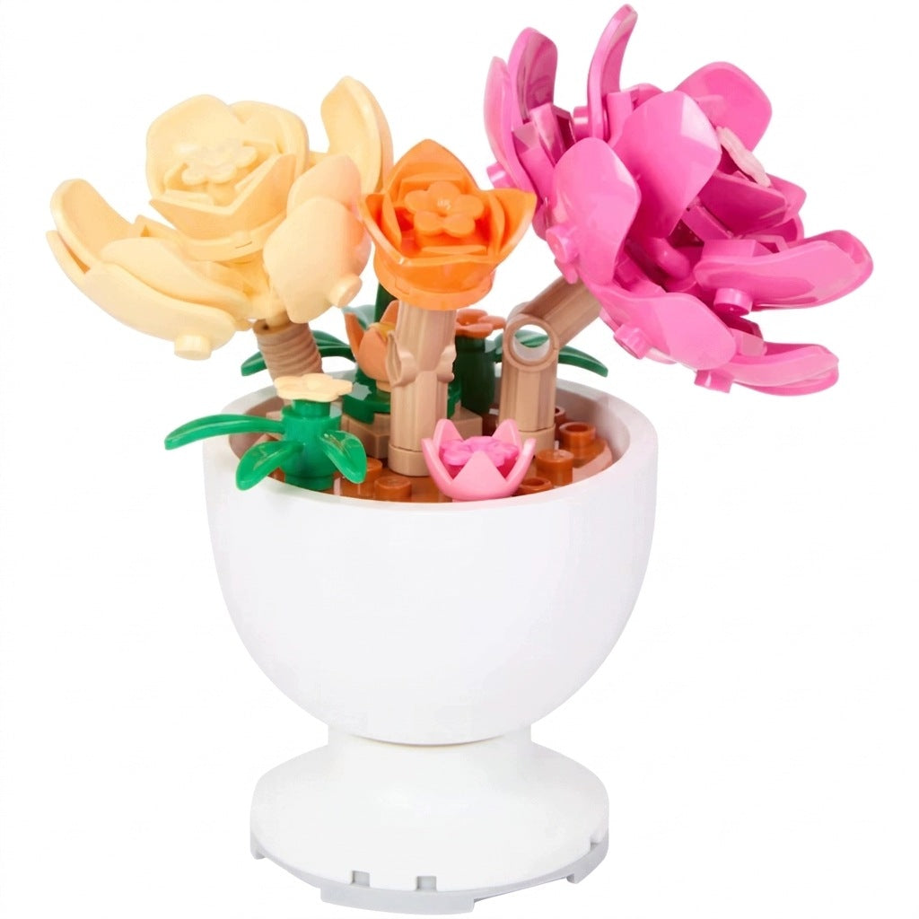 SET OF BLOCKS BUILDING BLOCKS FLOWERS IN A POT COLLECTION SLUBAN Brand Sluban