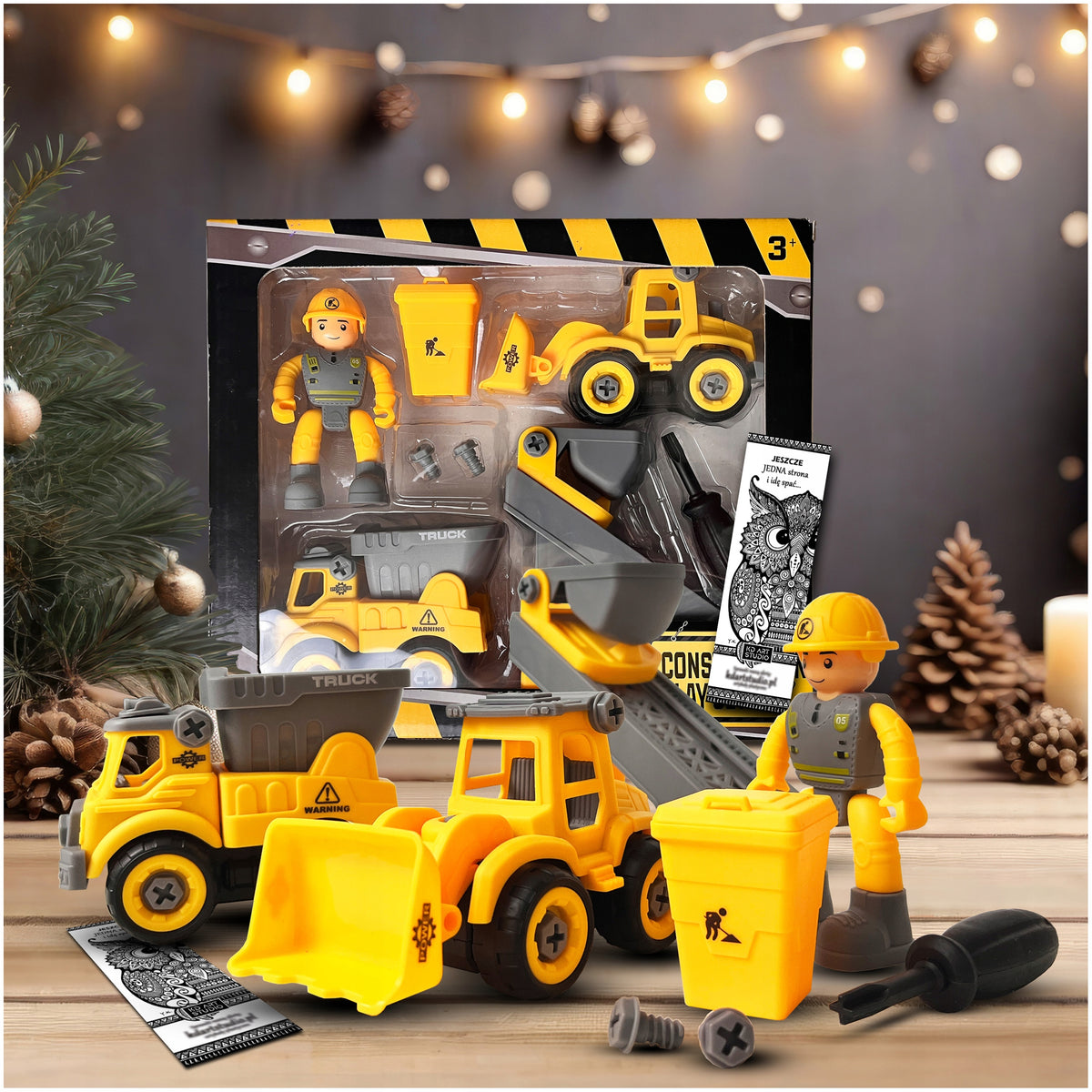 SET OF BUILDING BLOCKS SET OF CARS 2 CONSTRUCTION VEHICLES 57 ELEMENTS Color multicolor