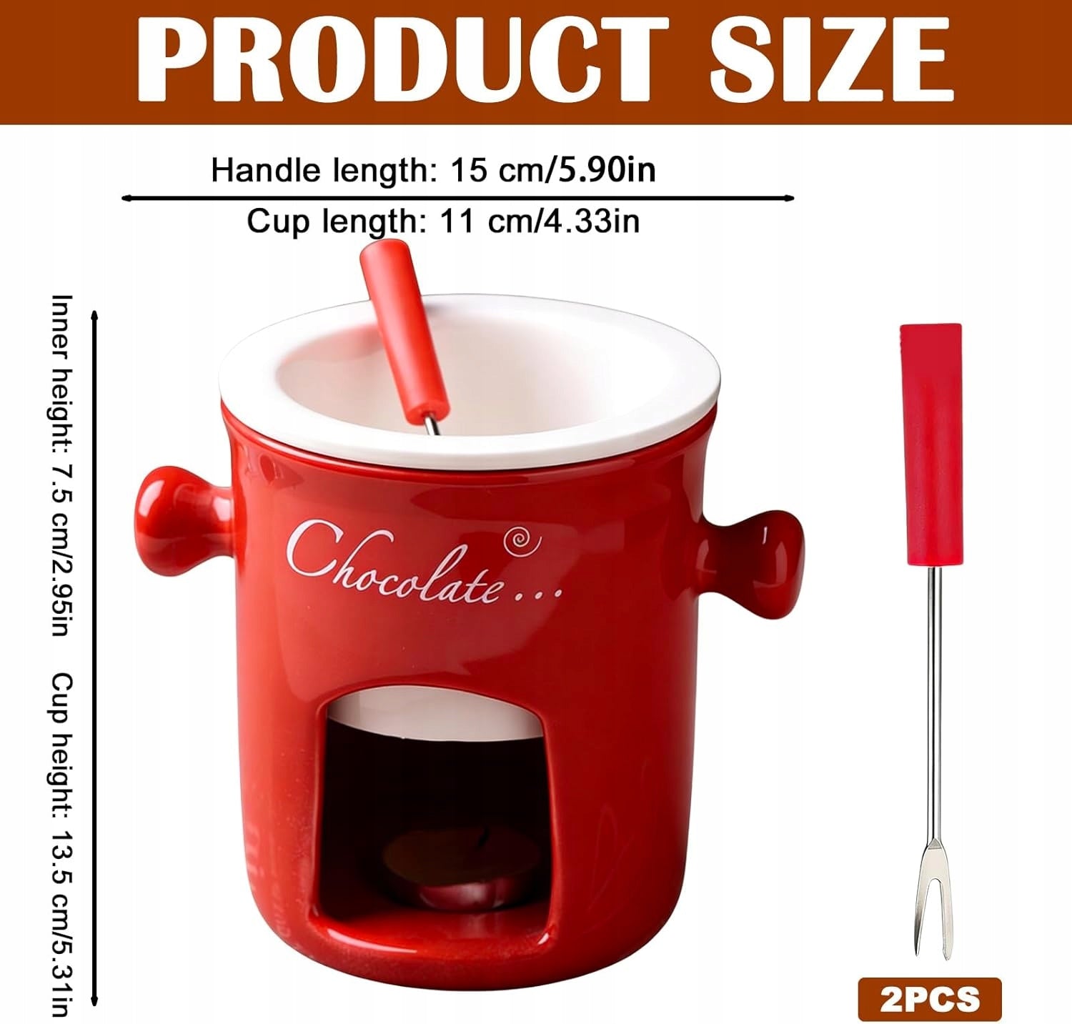 SET OF CERAMIC FONDUE POTS 280ML CHOCOLATE FONDUE FORKS Brand NA