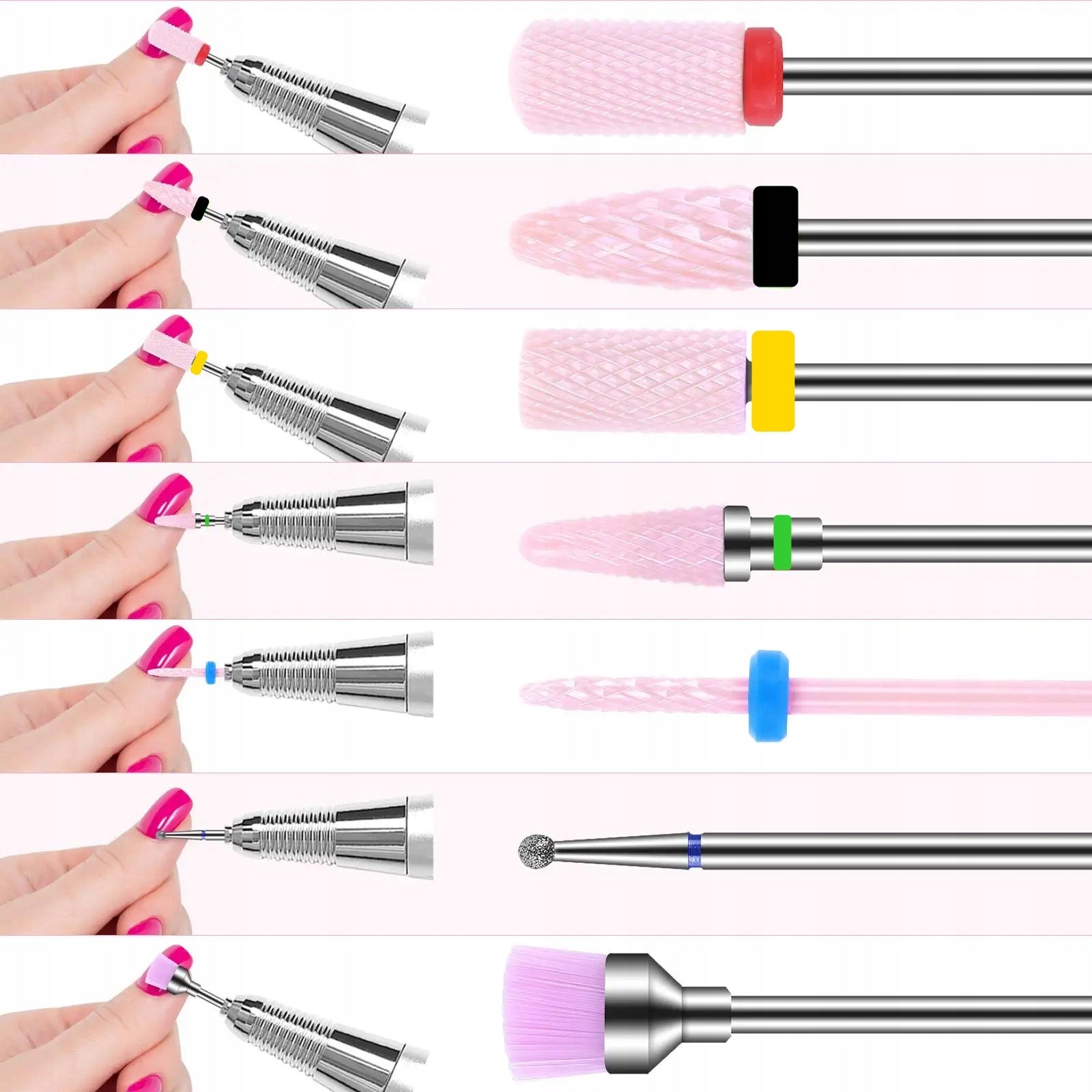 SET OF CERAMIC NAIL CUTTERS 7PCS PINK CLAVIER