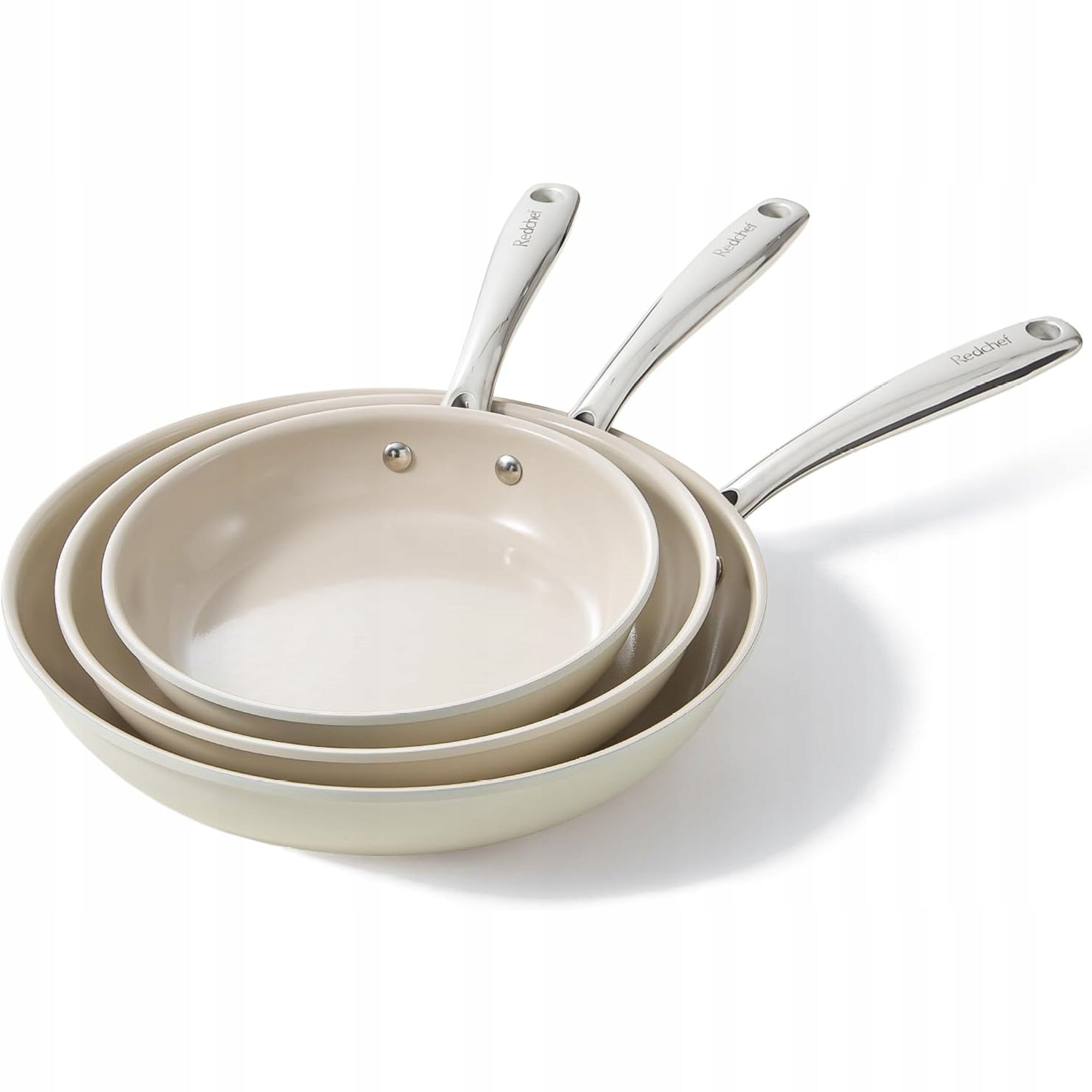 SET OF CERAMIC PANS 3 PANS REDCHEF 20/24/28cm CREAM