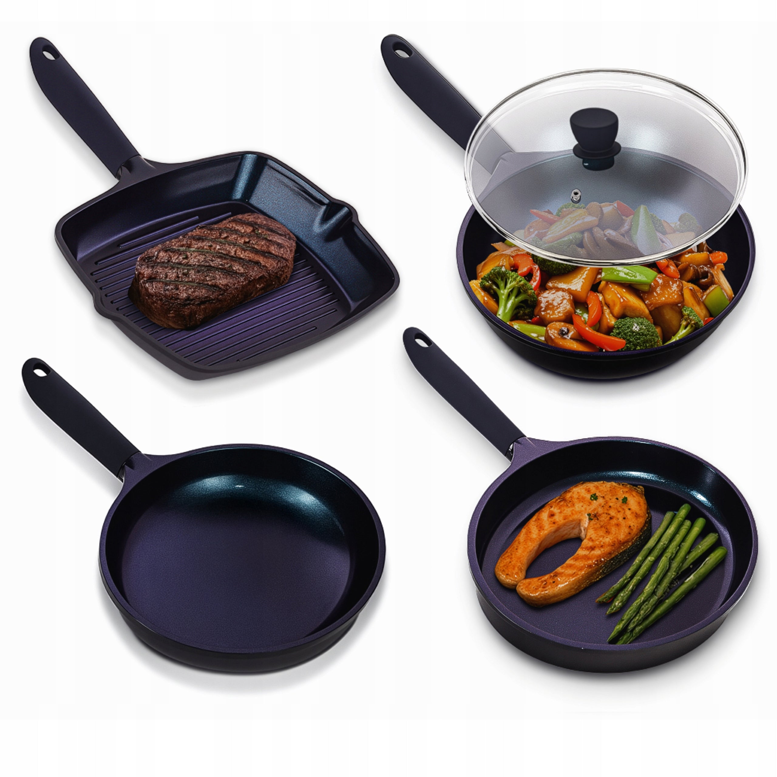SET OF CERAMIC PANS 5 PCS LARGE DURABLE FISH MEAT WOK SET Brand NUTRICHEF