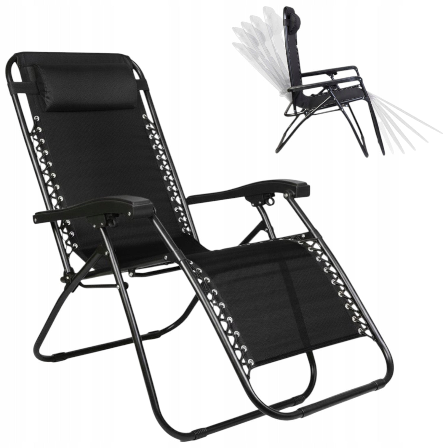 SET OF CHAIRS SUN LOUNGERS 2X GARDEN LOUNGER RECLINING CAMPING CHAIR GOLIAT Kind sunbed