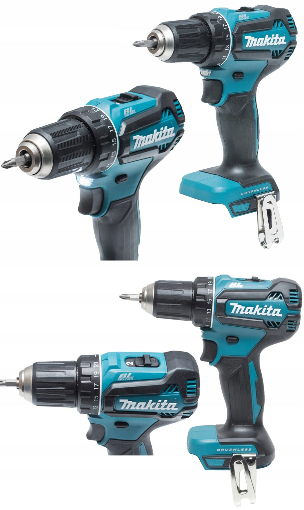 SET OF CORDLESS POWER TOOLS MAKITA 18V Manufacturer code DHR171 DTW190 DGA504 DJV180 D