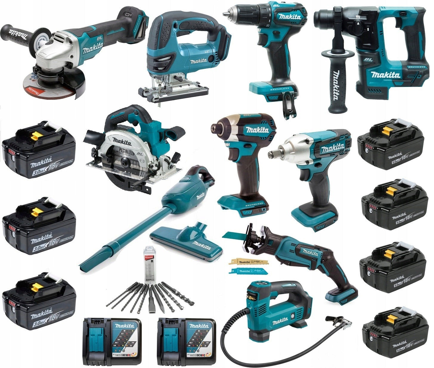 SET OF CORDLESS POWER TOOLS MAKITA 18V