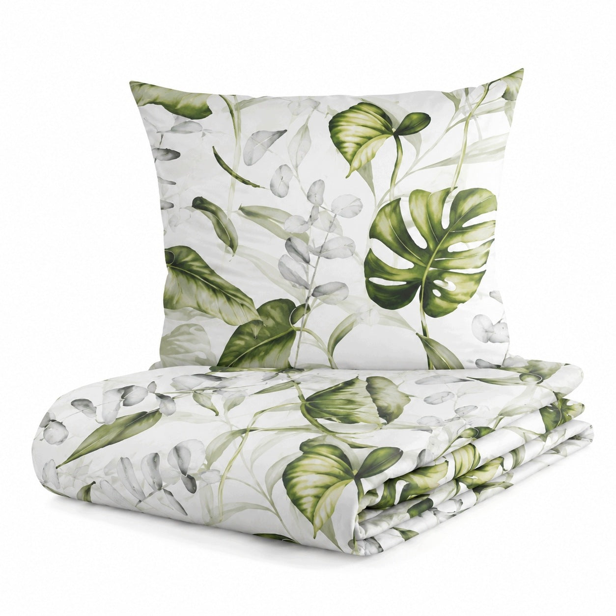 SET OF COTTON BEDDING MONSTERA 140 X 200 CM WHITE BOTANIC