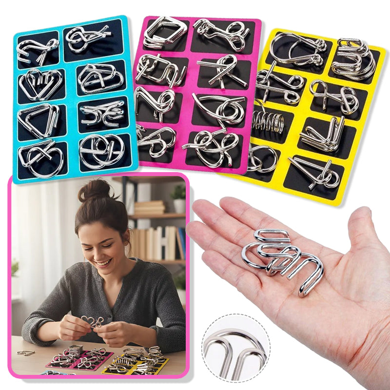 SET OF EDUCATIONAL TOYS GAME IQ PUZZLES METAL WIRE PUZZLES