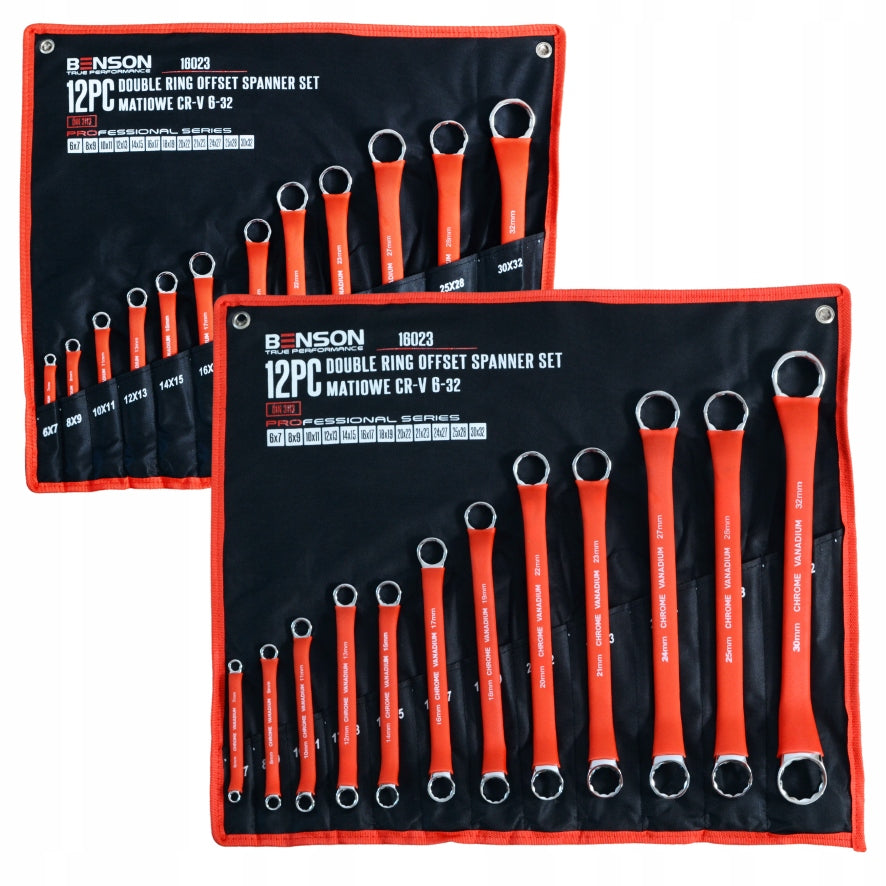 SET OF EYE WRENCHES BENT IN RUBBER 6-32MM 12EL MAT BENSON Brand Black