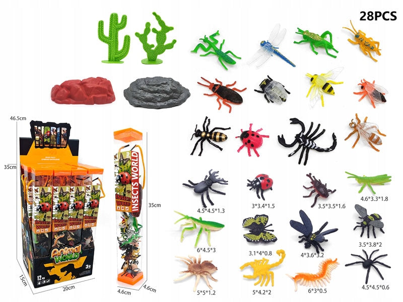 SET OF FIGURINES INSECTS BUGS SPIDERS TERRARIUM IN A TUBE Packaging status original