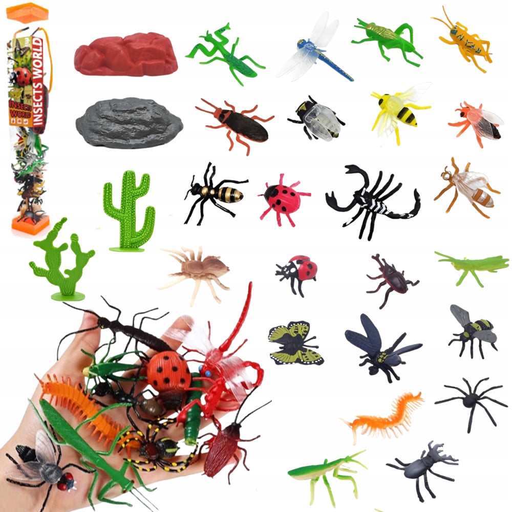 SET OF FIGURINES INSECTS BUGS SPIDERS TERRARIUM IN A TUBE