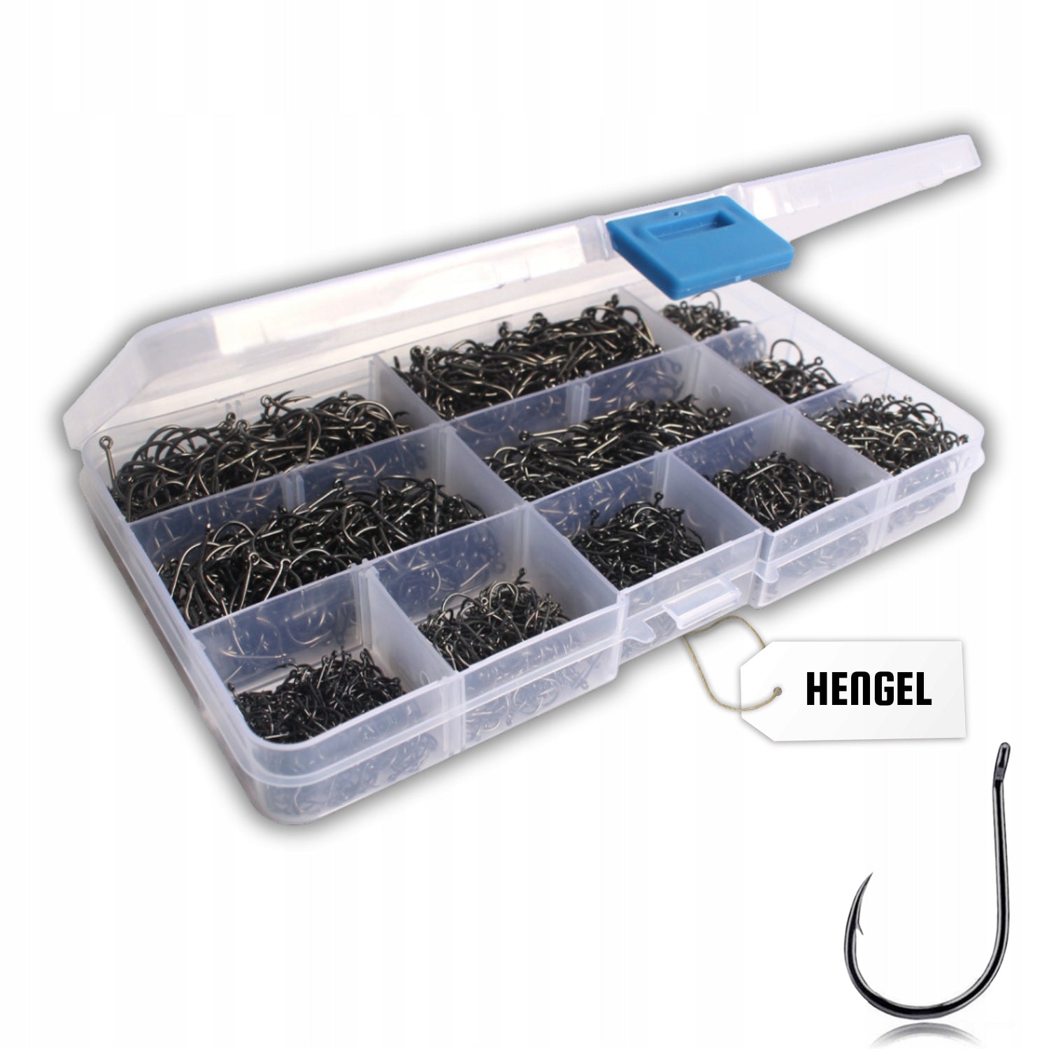 SET OF FISHING HOOKS 1000 PIECES CARBON STEEL 10 SIZES