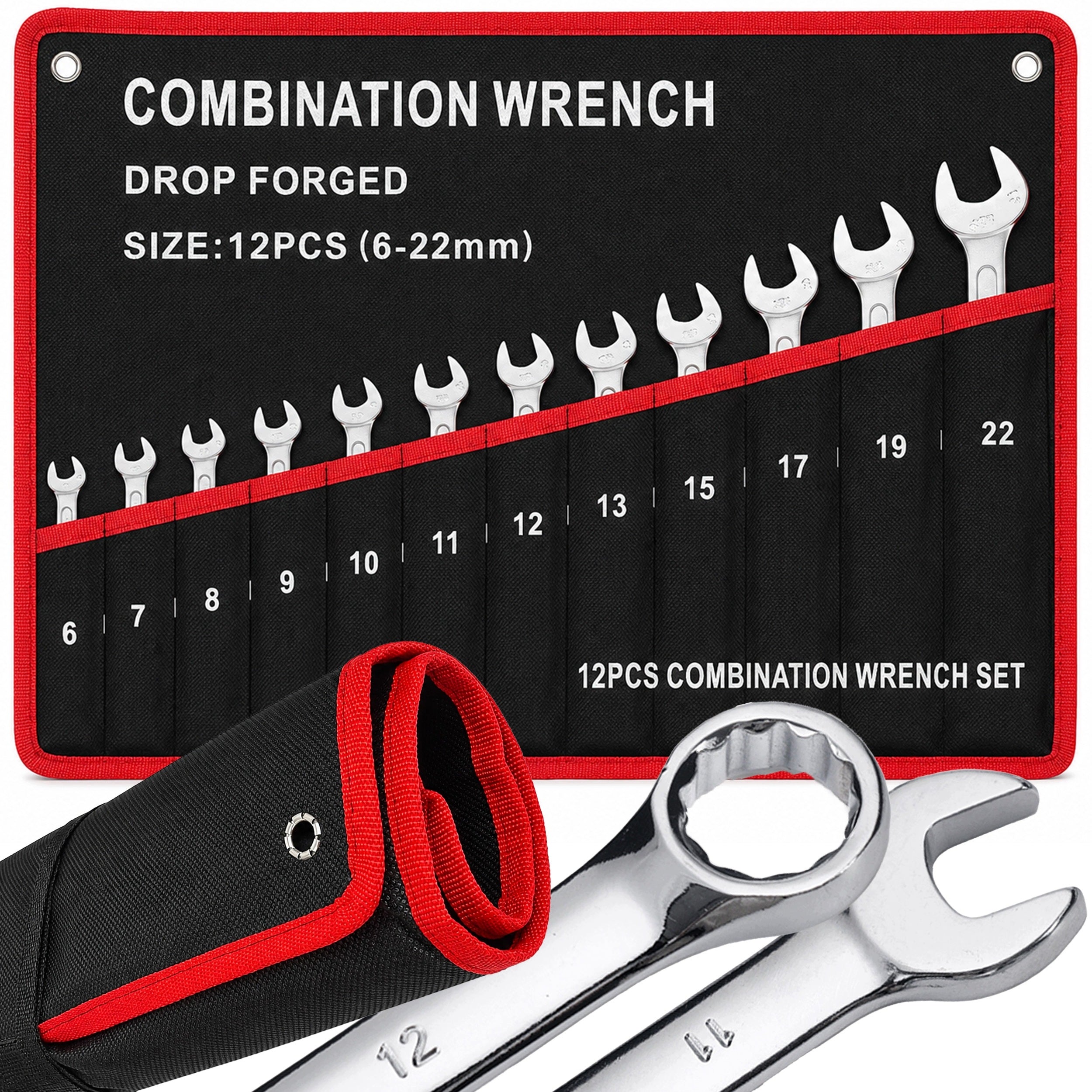 SET OF FLAT EYE WRENCHES 6-22mm FOR GARAGE WORKSHOP TOOLS 12pcs