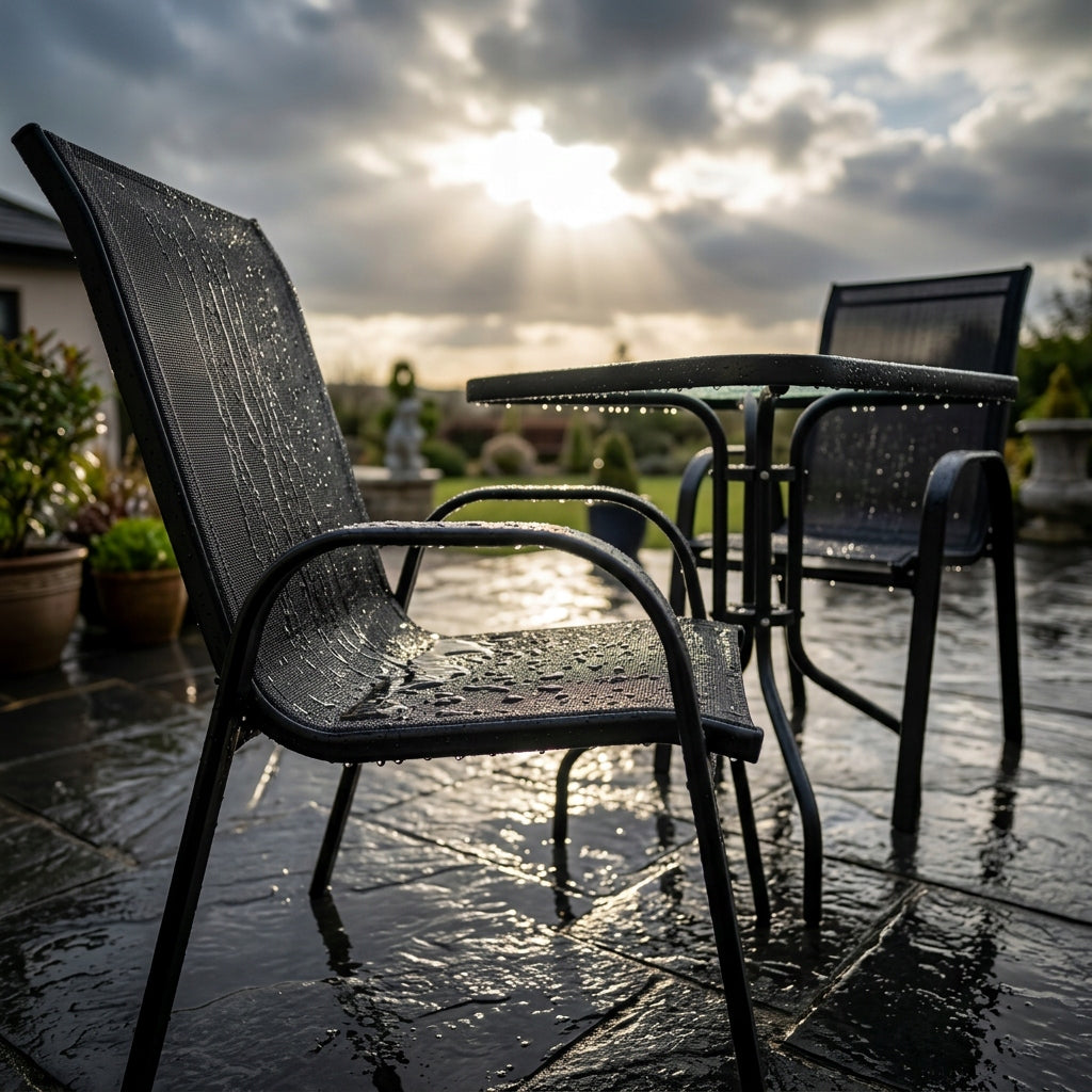 SET OF FURNITURE FOR SMALL BALCONY TERRACE CHAIRS SQUARE TABLE BLACK AY008 Brand IDEAL