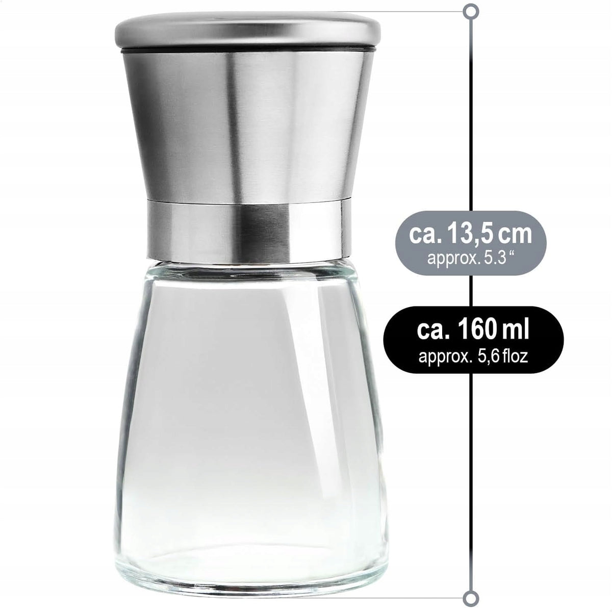 SET OF GLASS SALT AND PEPPER GRINDERS WITH LID AKCESORIA KITCHEN x2 Kind salt and pepper castors
