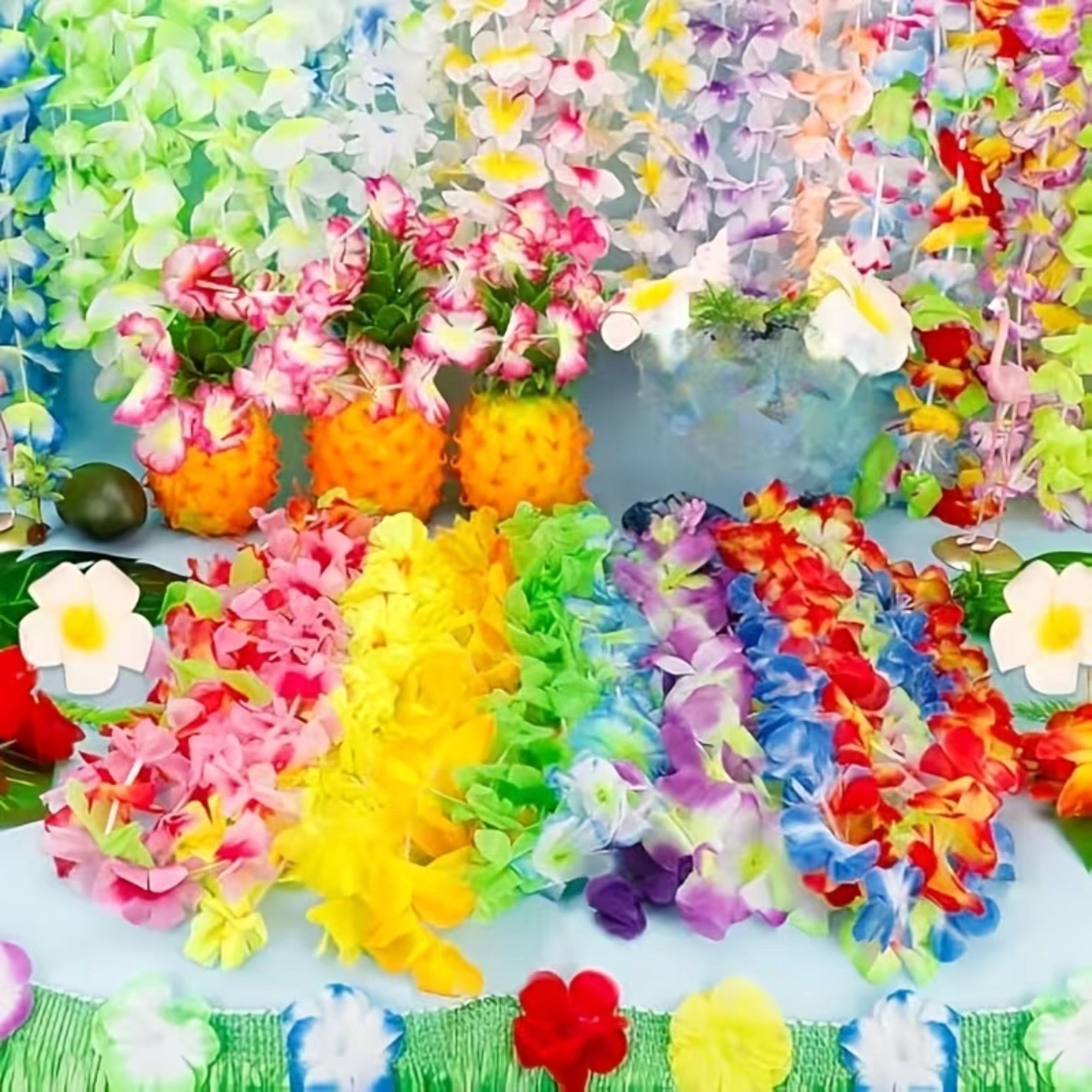SET OF HAWAIIAN NECKLACES 10 PCS FLOWERS HAWAIIAN PARTY OUTFIT Brand no brand