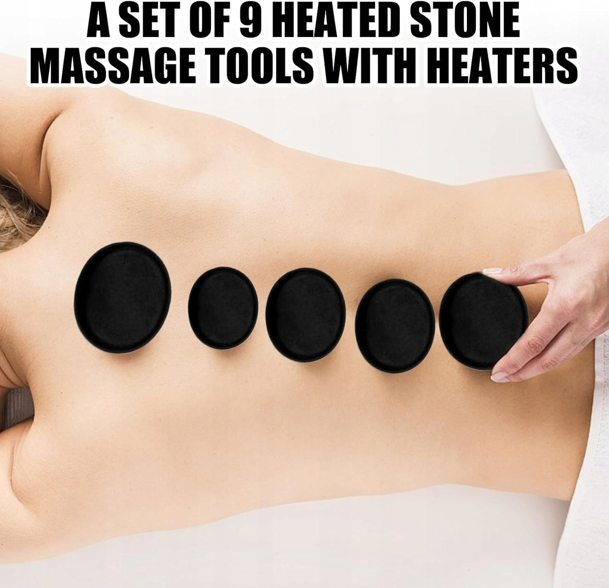 SET OF HOT STONE MASSAGE STONES 9 PIECES BASALT SPA Kind stone
