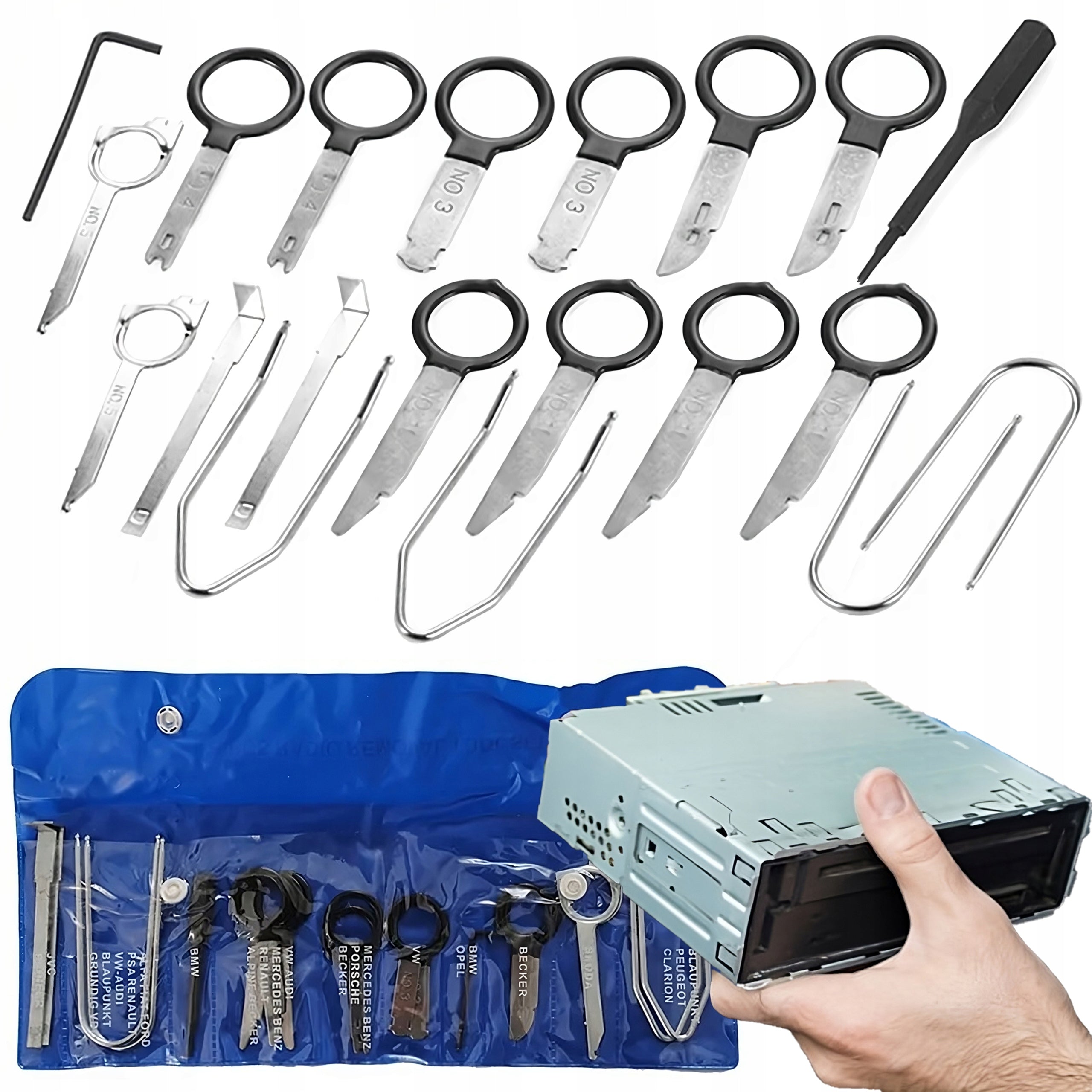 SET OF KEY PULLERS DISMANTLING RADIO UPHOLSTERY AND NAVIGATION 20 ELEMENTS Packaging status original