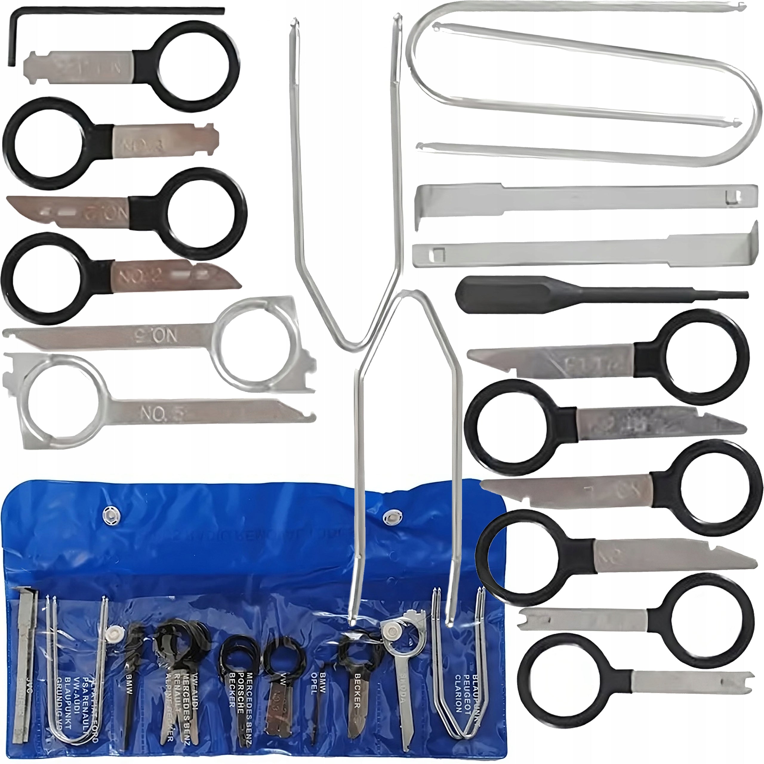 SET OF KEY PULLERS DISMANTLING RADIO UPHOLSTERY AND NAVIGATION 20 ELEMENTS