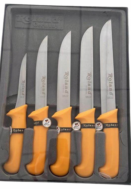 SET OF KITCHEN BUTCHER KNIVES SET OF 5 PCS. YELLOW HANDLES ROLAND GERMANY Brand Roland Germany