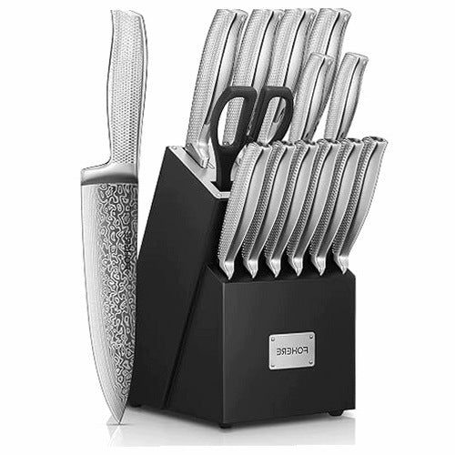 SET OF KITCHEN KNIVES 14 ELEMENTS SELF-SHARPENING STAINLESS STEEL