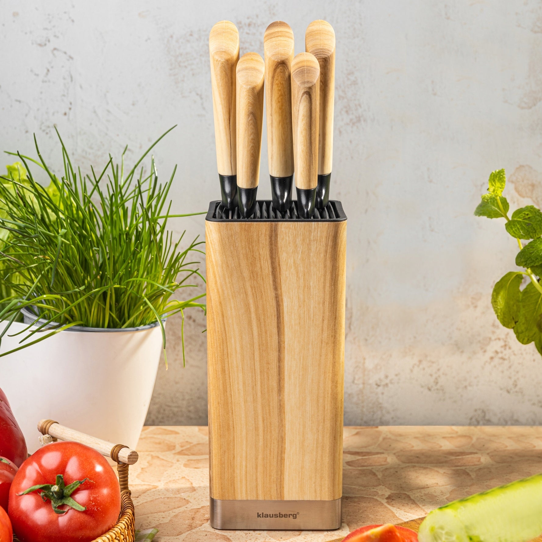 SET OF KITCHEN KNIVES KLAUSBERG KB-9035 6 EL. IN BLOCK Knife rack Packaging status original