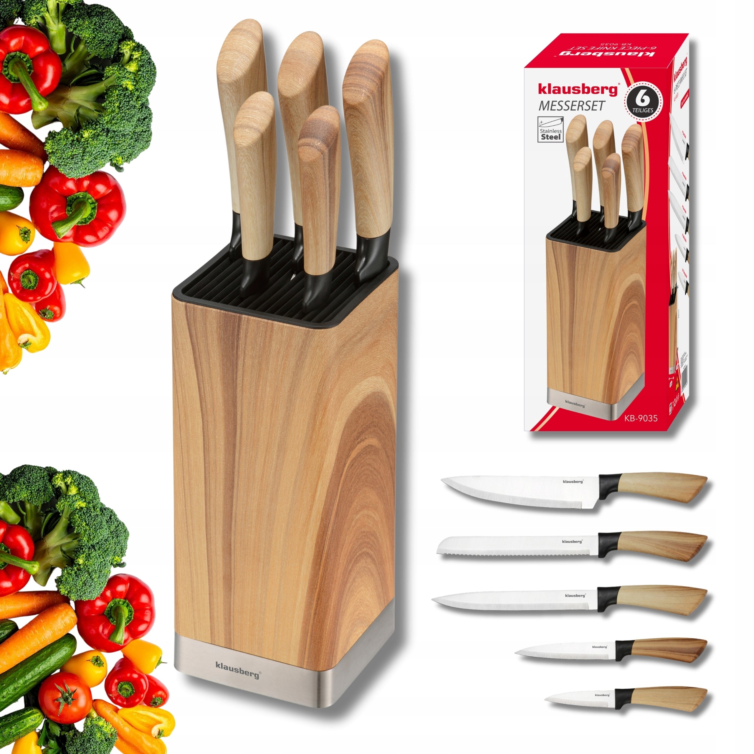 SET OF KITCHEN KNIVES KLAUSBERG KB-9035 6 EL. IN BLOCK Knife rack