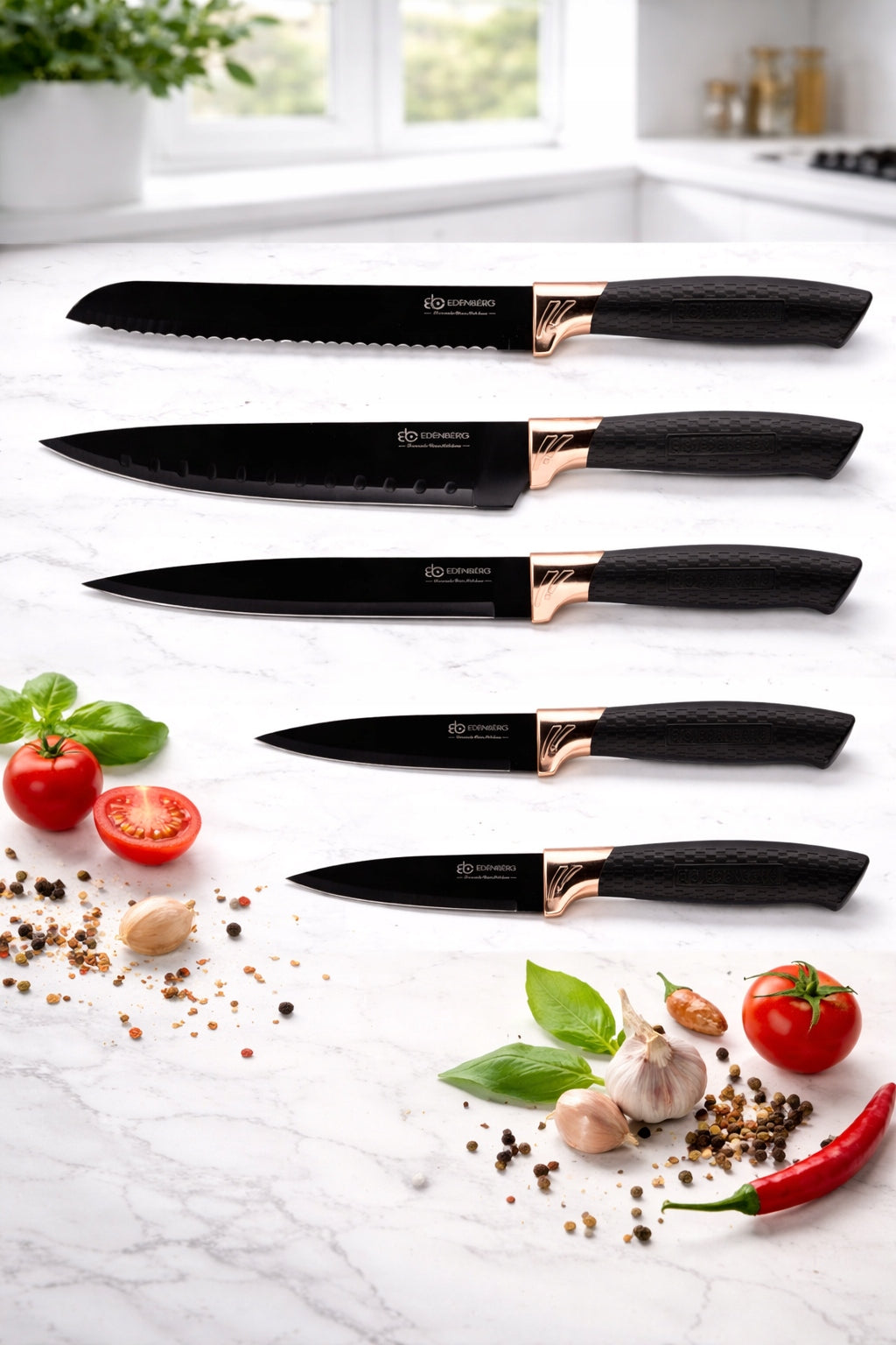 SET OF KITCHEN KNIVES ROTARY RACK 6 EL. Manufacturer code Zestaw Noży Kuchennych w Bloku EB-01