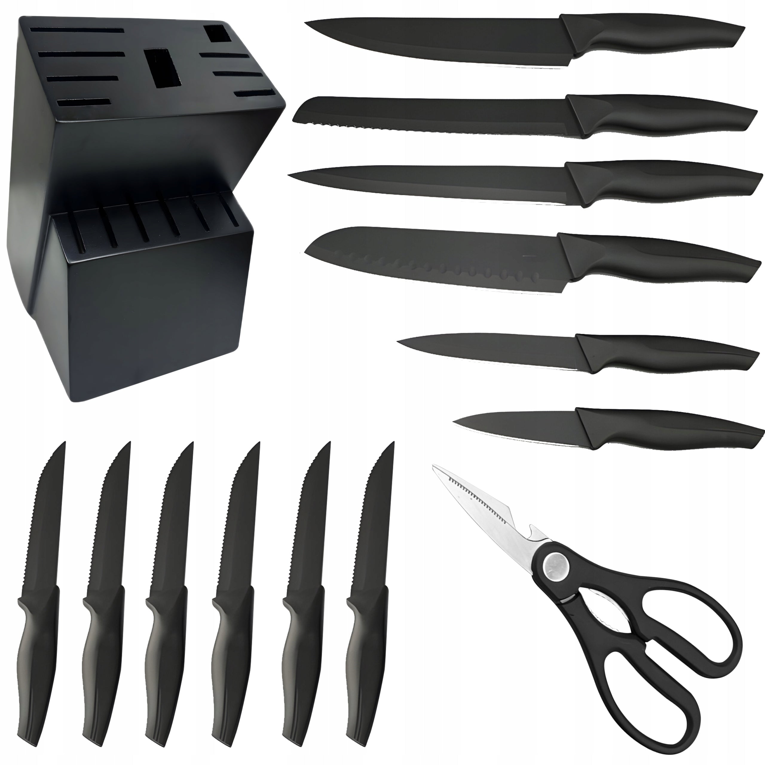 SET OF KITCHEN KNIVES SET OF KNIVES BOSS SHARP 16 PIECES IN BLOCK RACK Packaging status original