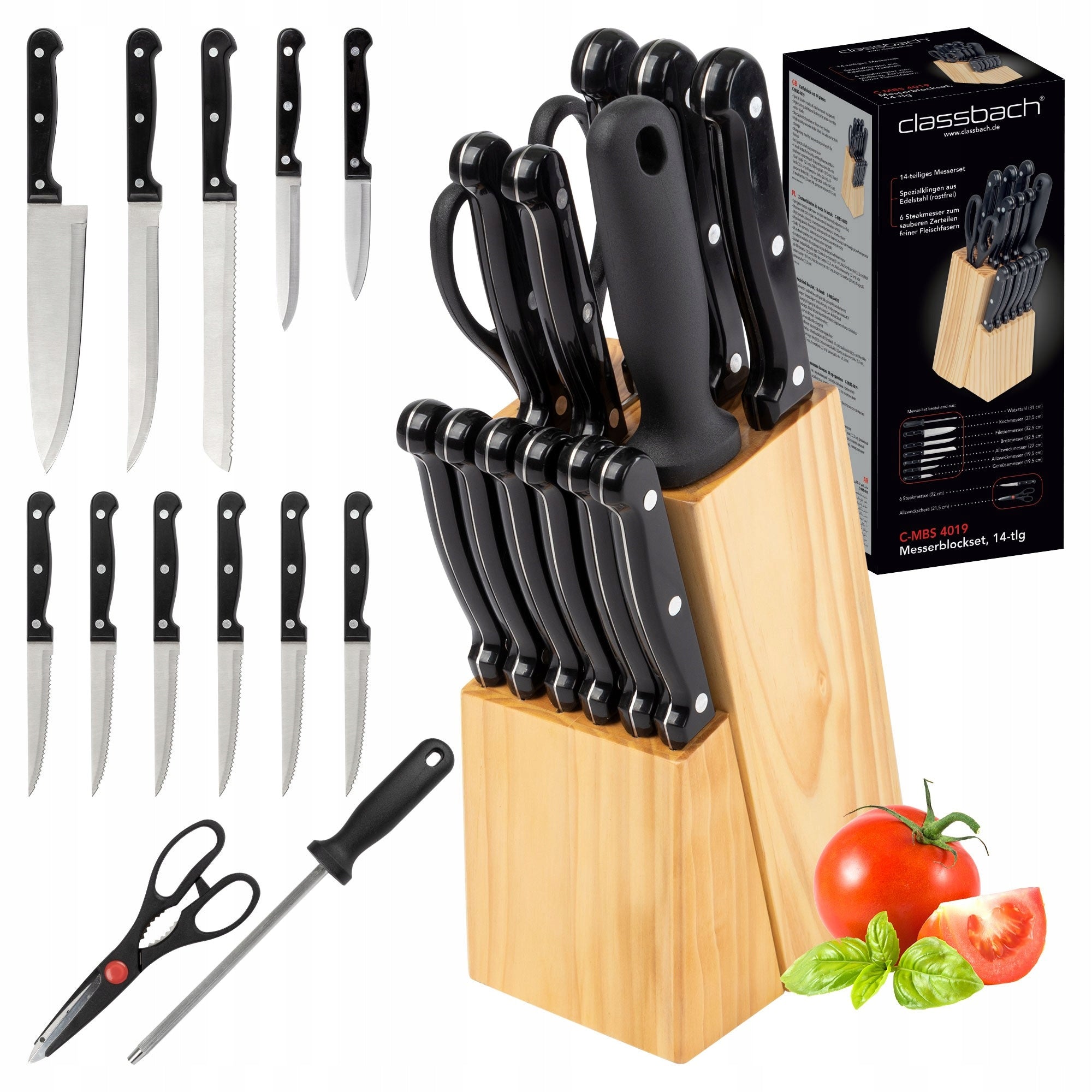 SET OF KITCHEN KNIVES SET SHARP KNIVES BLOCK 14