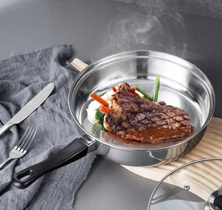 SET OF KITCHEN POTS SET + LID PAN 12 STEEL ELEMENTS Coating type no coating