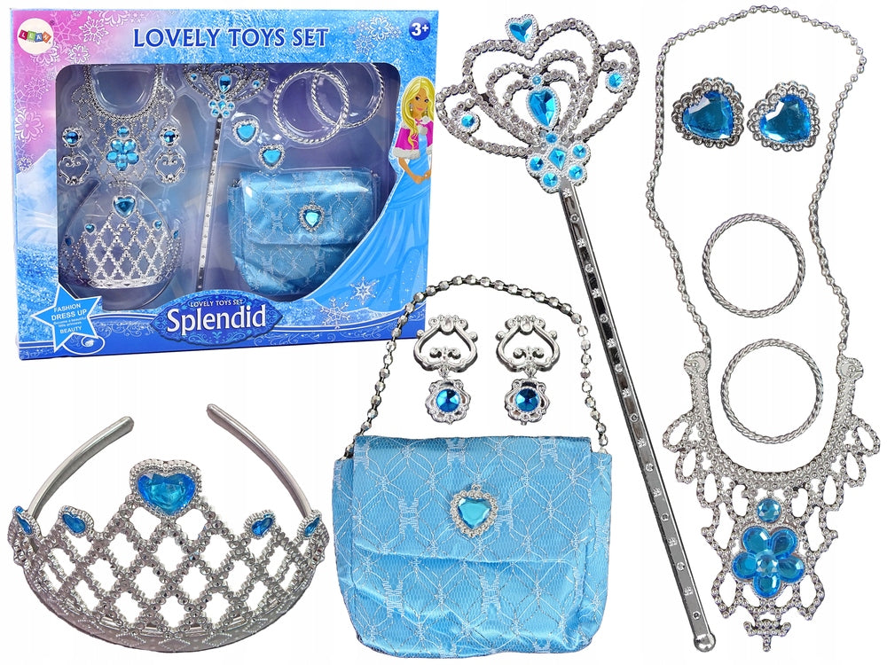 SET OF LITTLE PRINCESS CROWN NECKLACE HANDBAG