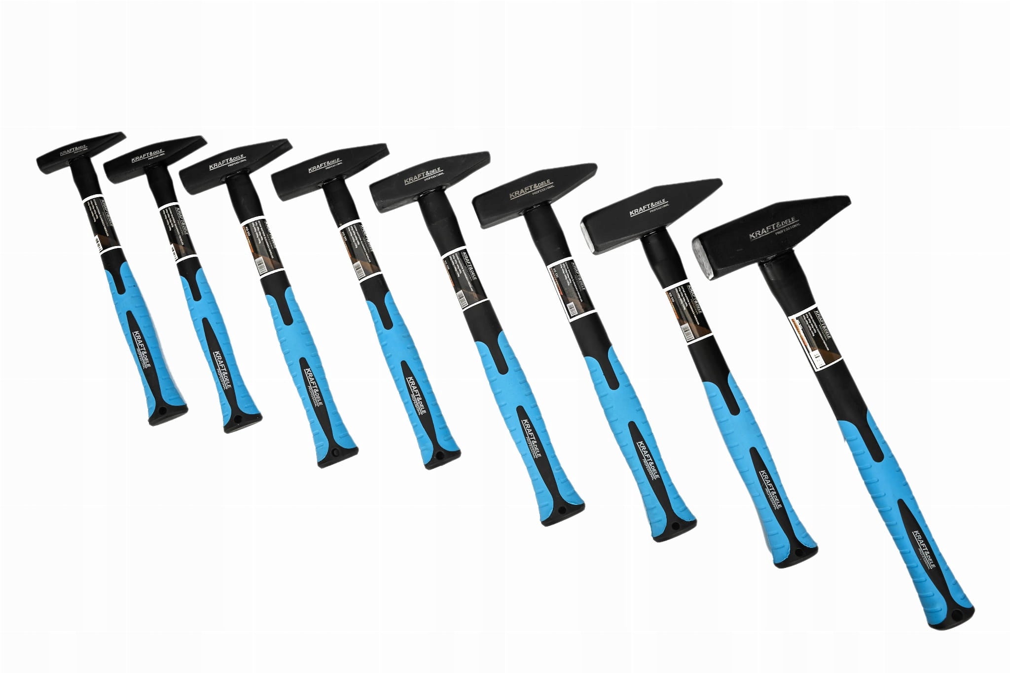 SET OF LOCKSMITH HAMMER HAMMERS 8PCS 100 - 1500G FIBERGLASS KD232 Brand Kraft&Dele