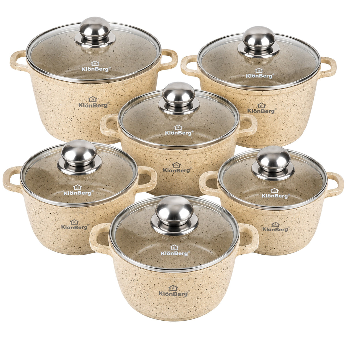 SET OF MARBLE POTS 12 EL INDUCTION GAS MARBLE 6x POT WITH LID