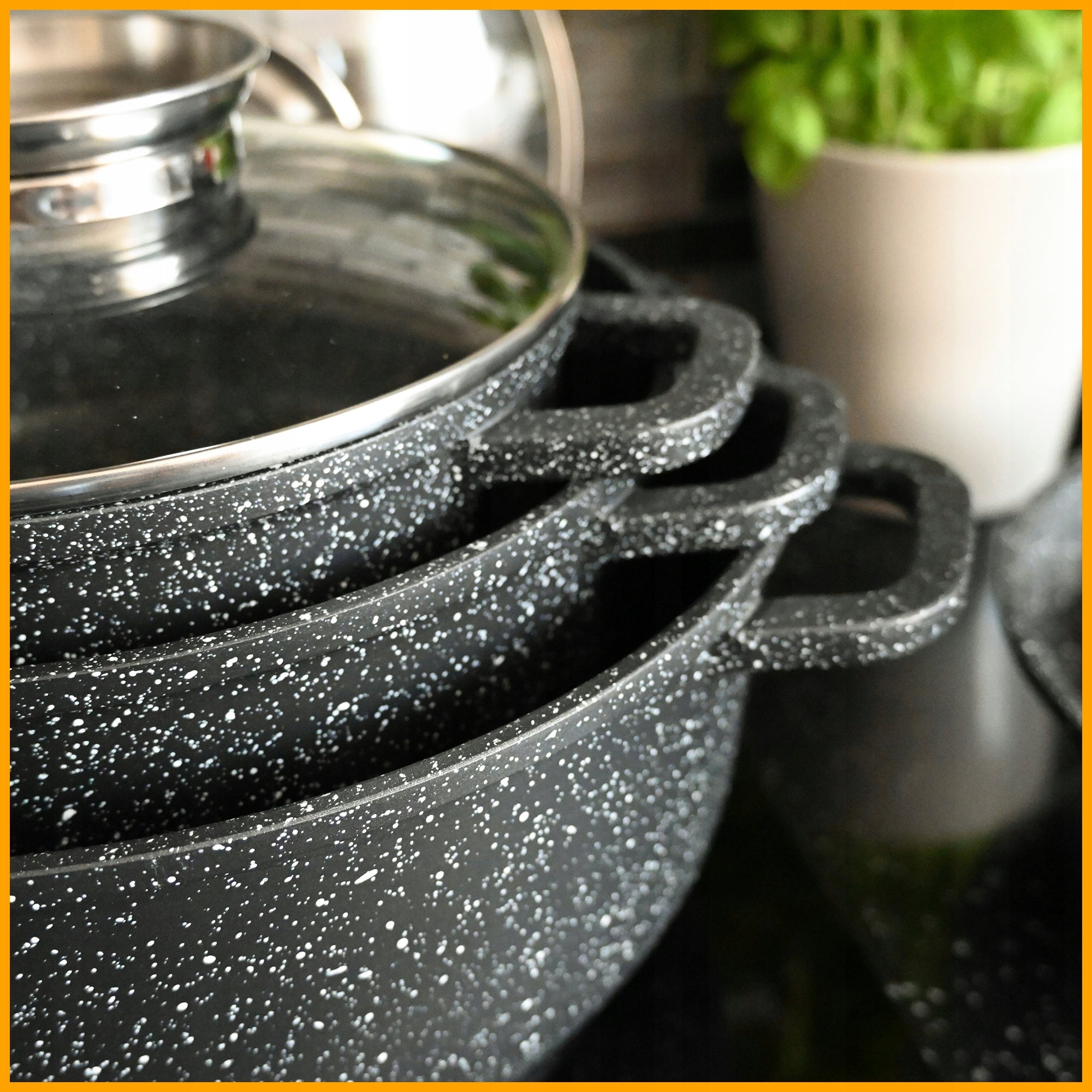 SET OF MARBLED POTS INDUCTION GAS SET OF POTS PAN SAUCEPAN Material aluminum