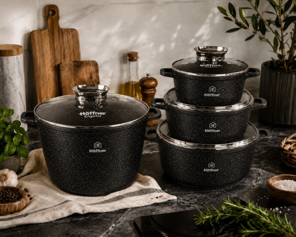 SET OF MARBLED POTS SET INDUCTION / GAS POTS PAN 17 ELE Packaging status original