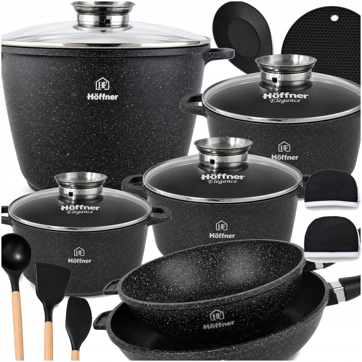 SET OF MARBLED POTS SET INDUCTION / GAS POTS PAN 17 ELE