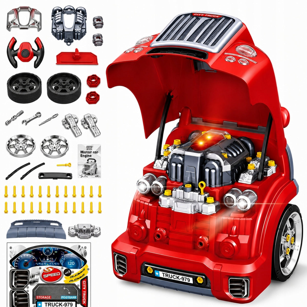 SET OF MECHANICS FOR CHILDREN Engine FOR UNSCREWING CAR AUTO WORKSHOP Kid's age 3＋ years