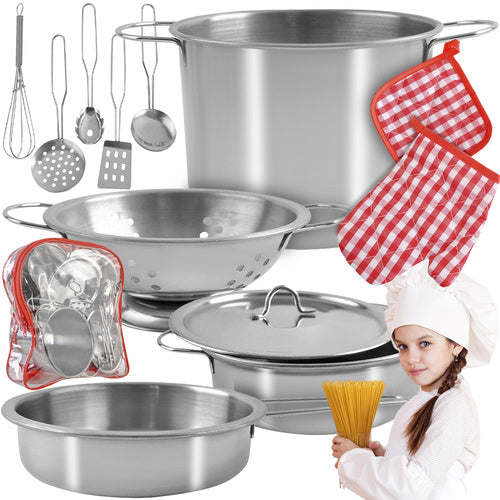 SET OF METAL POTS for children KITCHEN SET OF STEEL pots